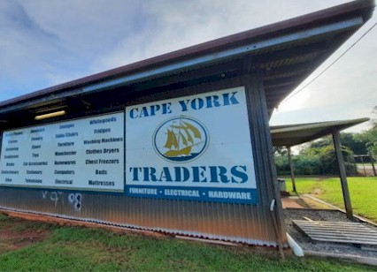 Store sign side of building